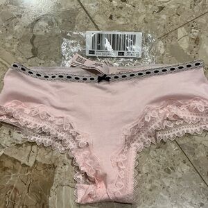 Victoria Secret Cotton light pink cheeky lace panty size small, new with tags